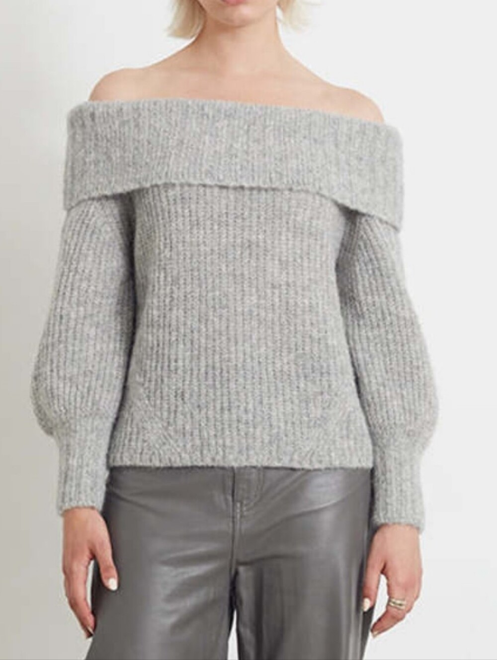 Eleven Six Lilia Off The Shoulder Sweater Baby Alpaca Blend In Gray Size Large